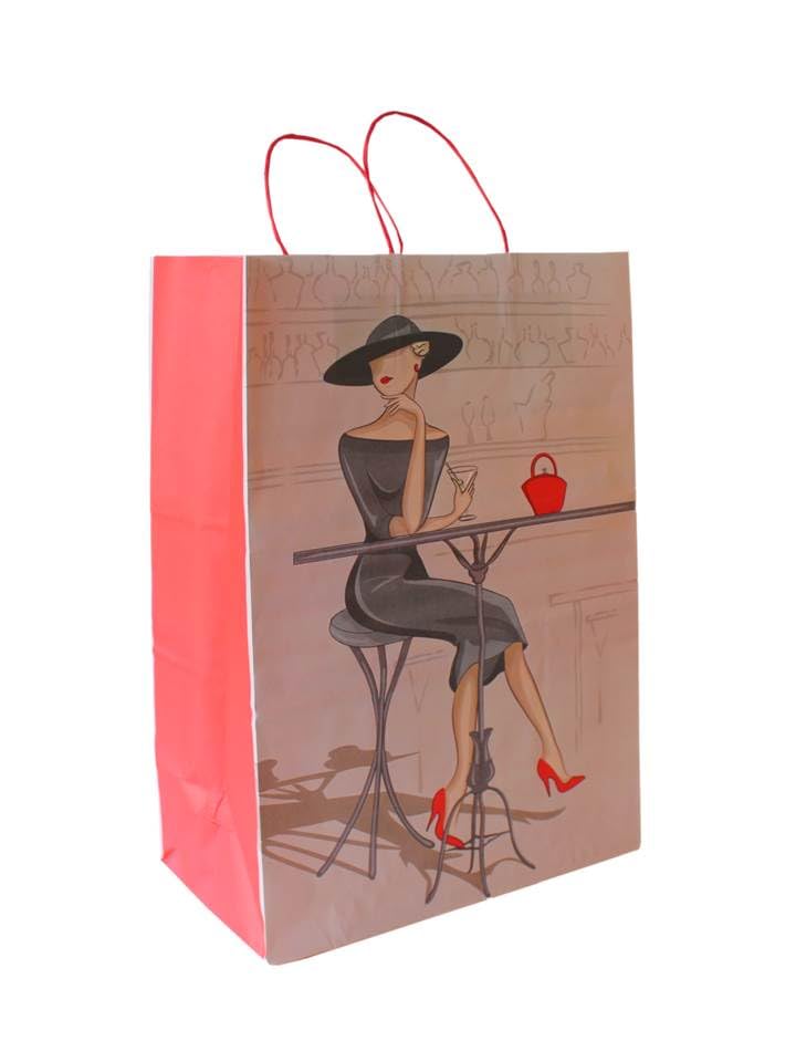 Papiertragetaschen mit roter Kordel "Elegance" 22 + 10 x 28 cm (100 Stück)