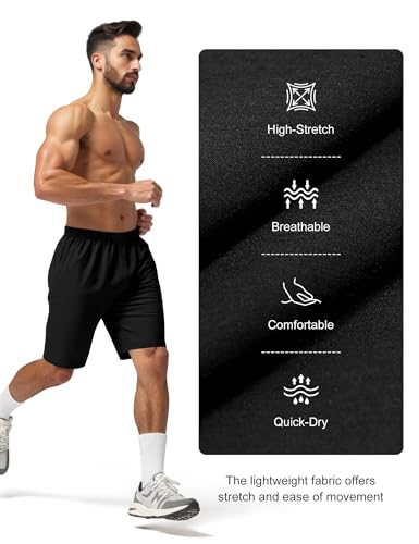 Men's Athletic Shorts 9'' Quick Dry Workout Running Shorts Lightweight Sports Gym Basketball Shorts with Pockets3