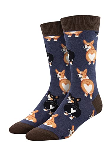 Socksmith Corgi Butt Blue Heather 10-13 (Mens Shoe Size 7-12.5)