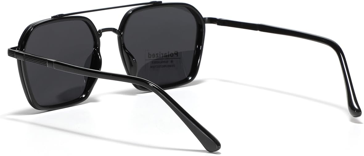 Metal Square Frame Sunglasses Big Tr90 Double Bridge Polarized Sun Glasses TAC Lens Unisex Glasses - Image 3