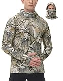FISHEAL Men's Hunting Shirts with Mask - UPF 50+ Camo Long Sleeve Fishing Hoodie Shirt with Adjustable Drawstring