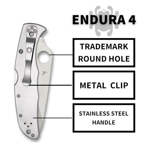 Spyderco Endura 4 Folding Pocket Knife with 3.8" VG-10 Steel Blade and Stainless Steel Handle - EDC Knife for Men and Women, Perfect for Hunting, Tactical, Camping, Survival - PlainEdge - C10P - Image 3