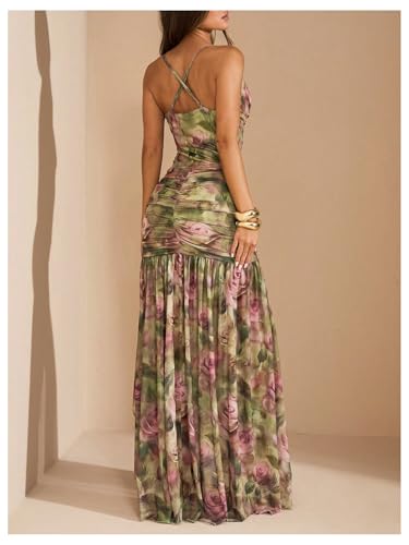 Image of Floerns Women's Floral Halter Dress Sleeveless Split Vacation Maxi Dresses