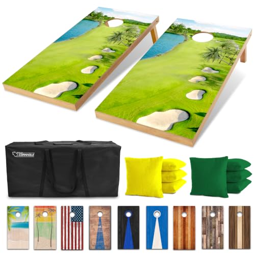 Image of GoSports 4 x 2 ft Regulation Size Wood Cornhole Boards - 10 Vintage Wood Designs (Choose Your Style)