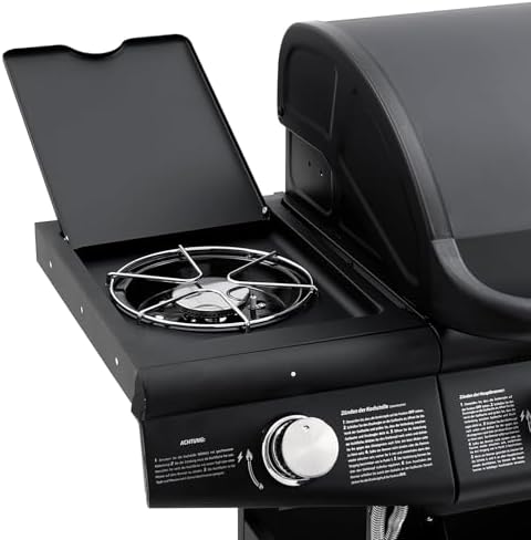 Bild 5 - TAINO RED 4+1 Gasgrill Grillwagen BBQ Edelstahl-Brenner Gas-Grill 4 Brenner Seitenkocher Schwarz