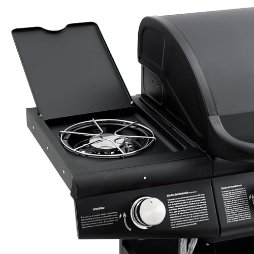 TAINO RED 4+1 Gasgrill Grillwagen BBQ Edelstahl-Brenner Gas-Grill 4 Brenner Seitenkocher Schwarz