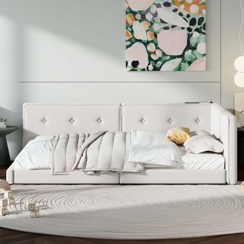 Upholstered Corner Bed Frame Full ,Modern Corner Beds&Cornor Bed&L Shaped