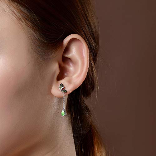 Boucles papillon chaîne argent et zirconium vert pour vos soirées - 6
