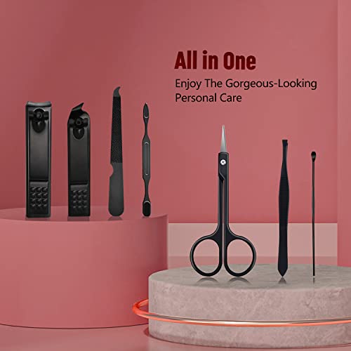 Manicure Set Manicure Pedicure Kit Nail Grooming Kit For Men, 7 In 1 Travel Nail Kit Men Nail Clipper Set For Fingernail Toenail - Black #TOP1