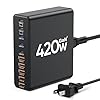 420W USB C Charger Block,10-Port Charging Station GaN Fast Charging Type C & USB A Wall Charger Adapter for MacBook Pro/Air,iPhone,iPad,Dell XPS,Samsung Galaxy(Black)