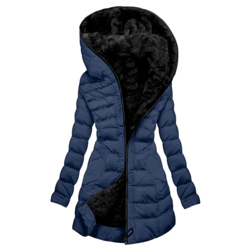Women's Winter Puffer Coat Warm Fleece Lined Hooded Mid Length Parka - image 6