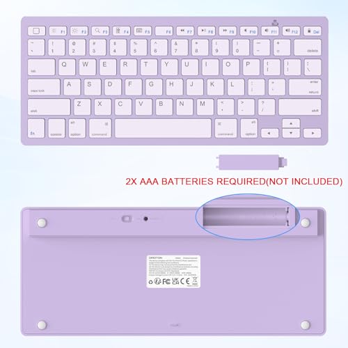 Image of OMOTON Ultra-Slim Bluetooth Keyboard for iPad 11th /10th /9th /8th /7th, iPad Pro /Air /Mini and iPhone Series, Wireless iOS Keyboard with 12 Multimedia Keys for Office, Home, Travel, School, Purple