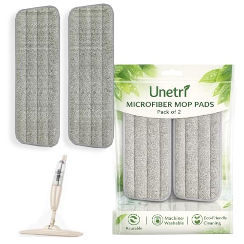 Image of Microfiber Mop Pads Replacement (2 Pack) - Universal Fit for Spray Mops & Dust Mops - Reusable, Machine Washable with 360 Degree Rotating Head - 15.3 inch x 5.1 inch - Grey [ONLY Pads]