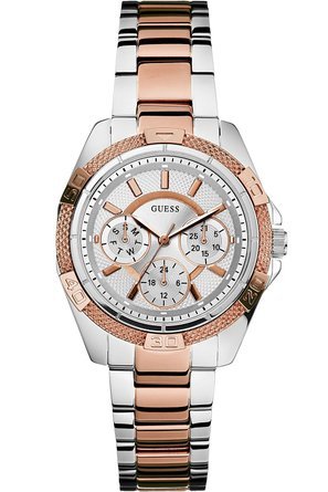 �Q�X GUESS W0235L4 Women's Dynamic Feminine Silver & Rose-Gold-Tone Mid-Size Sport ���� ���f�B�[�X �r���v �y���s�A���i�z