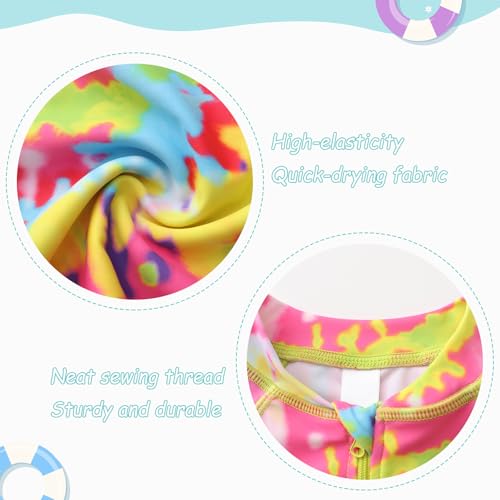 Image of Girls One Piece Swimsuits Rash Guard for Girl Long Sleeve Bathing Suits with Front Zipper Sun Protection Swimwear 3-16 Years