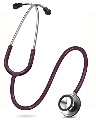 Image of FriCARE Dual Head Stethoscope - Stethoscopes for Nurses, Medical Nursing Students, Paramedics /EMT /LVN /VNA Backup Estetoscopio, Chocolate Brown Tube, Stainless Steel Chestpiece