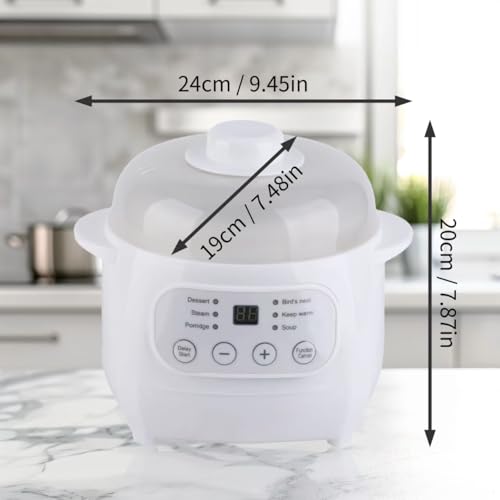 Natudeco 1L Electric Stew Pot Slow Cookers Electric Stew Cooker Ceramic Liner with Lid Ceramic Casserole Cooking Pot for Stove Porridge Rice Soup - Image 5