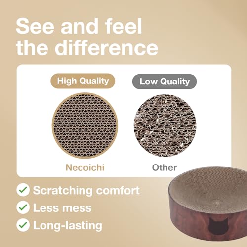 Image of Necoichi Cat Scratcher Bowl for Indoor Cats - Cat Scratching Lounger with Reversible Usability and Extra Comfort for Lounge, Cardboard Bed Couch / (Regular, Dark Cherry)