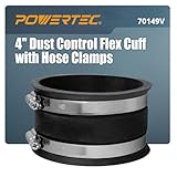POWERTEC 70149V 4 Inch Dust Control Flex Cuff with Steel Hose Clamps, Hose Connector Rubber Cuff Coupler for Woodworking Dust Collection Fittings, Dust Collector Accessories & Machinery, 1pk