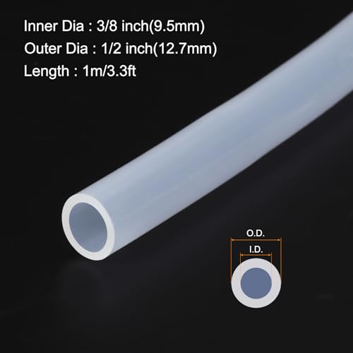 Image of 3.3ft 3 /8 inch ID x 1 /2 inch OD Silicone Tubing Clear Industrial Plastic Tubing Pure Silicone Hoses for Pump Siphoning Draining Irrigation Brewing