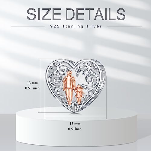 Image of PROESS Father Mother Daughter Charm fit Charms Bracelet Sterling Silver Charms for Bracelets Birthday Valentines Day Gifts for Daughter Mother Lover