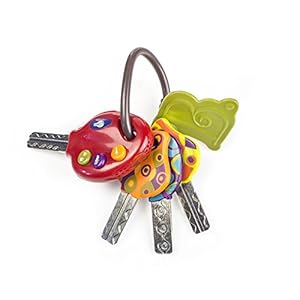 B. toys – LucKeys 4 Textured Toy Keys for Babies and Toddlers – Flashlight and Car Sounds – 100 percent Non-Toxic and…