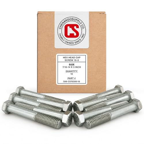 Image of Stainless 7 /16-14 x 3 inch Hex Head Bolts (3 /4 inch to 5 inch Lengths Available in Listing), 304 Stainless Steel, 10 Pieces (7 /16-14 x 3 inch)
