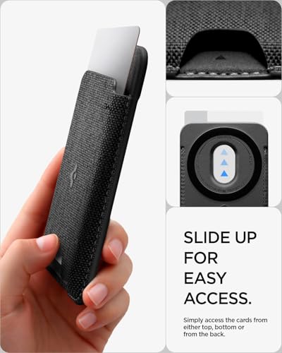 Image of Spigen for MagSafe Wallet, Holds 5 Cards, MagFit Compatible with iPhone 17 /16 /15 /14 /13 /12 Models, Pixel 10 Series, MagSafe-Cases, Pixelsnap and More, Card Holder - Fabric Black (5-Cards)