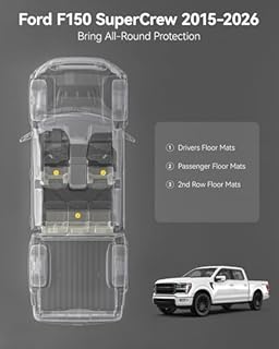 3W Floor Mats Fit 2015-2025 2026 Ford F150/ F-150 Lightning 2022-2026 SuperCrew(with Original Fold Under-Seat Storage), Carpet Floor All Weather Truck Mats TPE Custom Fit 1&2Row Car Liners Accessories