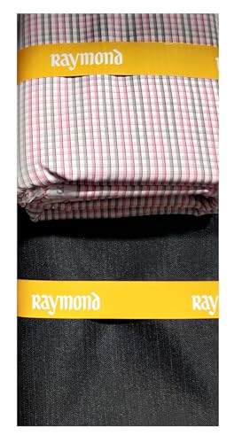 Image of Raymond Men's Striped Cotton Formal Shirt & Trouser fabric, Check Pattern, Premium Business Wear