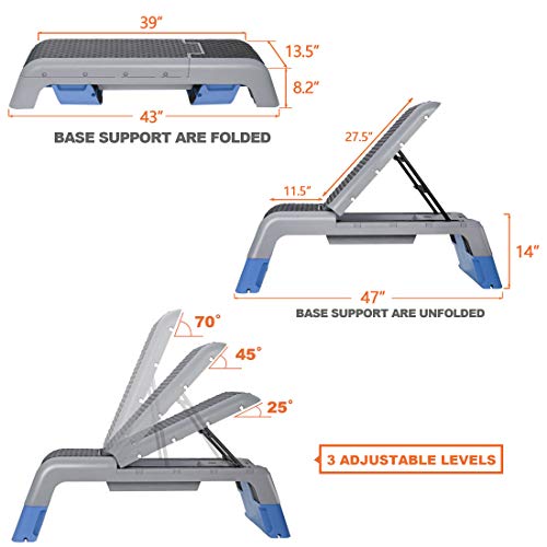 ANT MARCH Aerobic Deck Adjustable Workout Aerobic Stepper Step Platform Adjustable Exercise Bench Fitness Deck Stepper for Exercise Home Gym Aerobic Step Incline Strength Training