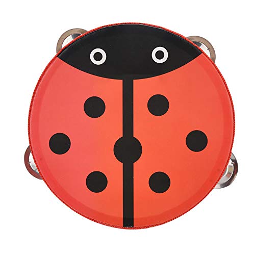 15cm Wood Handheld Tambourine Metal Jingles Hand Held Percussion Drum for Kids Dance Song Gifts(1#)