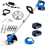 Decespugliatore a Batteria 21V RESISTENTE - Tripla FUNZIONE in 1 - LEGGERO e SILENZIOSO - Compreso di Lame - Motore 10000 RPM - Tagliaerba a Batteria Cordless per Giardino, Prato, Bordi e Aiuole