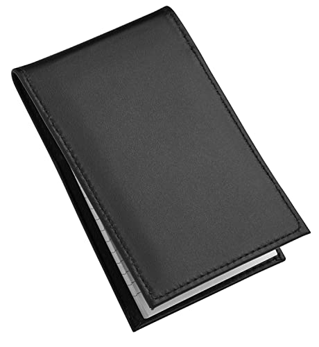 dampk black leather notepad holder for 3x5 memo pads refillable pocket notebook with wallet for law enforcement investigator security officer gifts edc case includes small flip pocket note pad