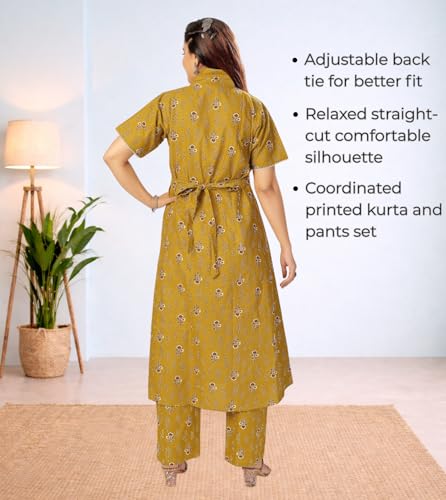 Image of Momenta Women's Pure Cotton Maternity Kurta Set | Feeding Kurti with Concealed Zippers | Maternity Dress for Pre & Post Pregnancy