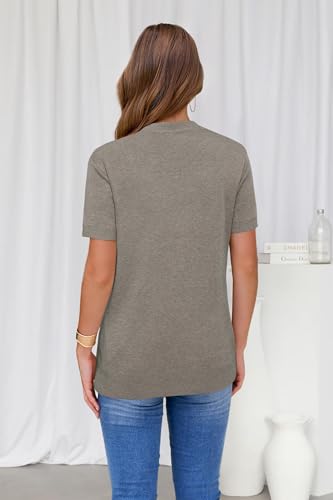 Image of Arach&Cloz Women's Lightweight Wool Blend Short Sleeve Sweater Top Business Casual