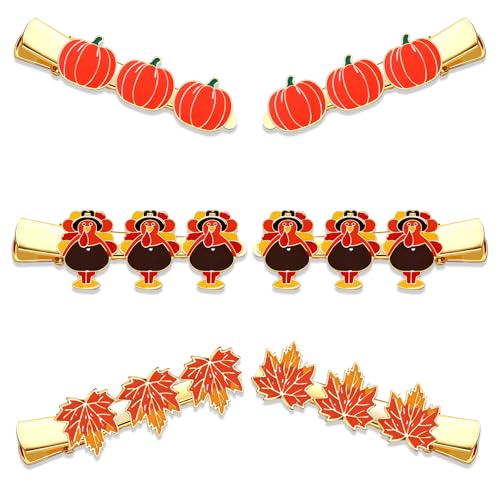 Pince à cheveux Thanksgiving lot de 6 citrouilles et feuilles d'érable pour coiffure automnale
