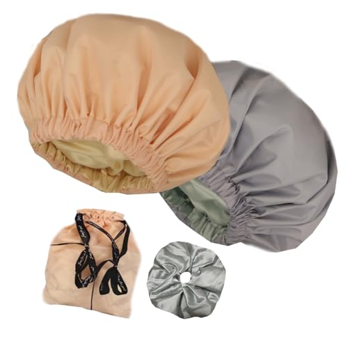 Bonnet de douche imperméable et doublé de satin réversible pour femme