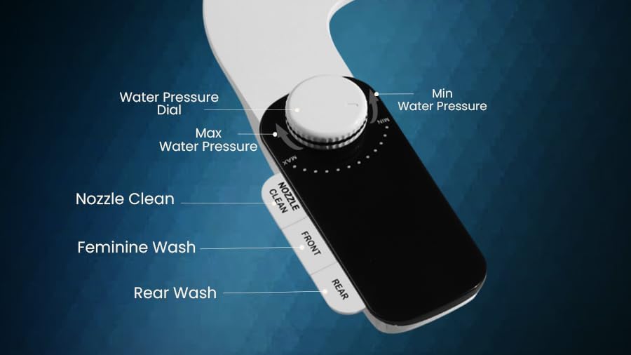 Bidet Attachment with Self-Cleaning, Dual Nozzle, Non-Electric Bidet Attachment for Toilet Seat, Adjustable Water Pressure, Rear and Feminine Wash (White). BG5100-CBS