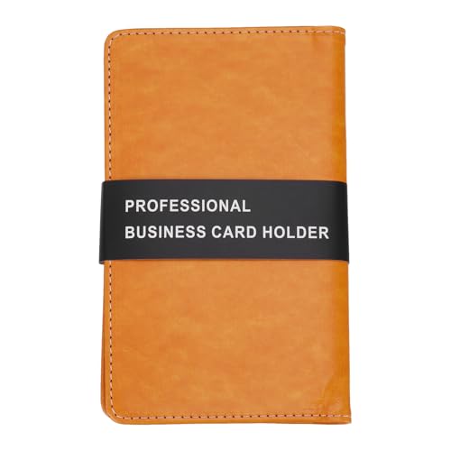 PATIKIL Leder Visitenkartenhalter, Professionelles Visitenkartenbuch Organizer Namenskartenhalter 240 Kartenkapazität für verschiedene Karten, Orange