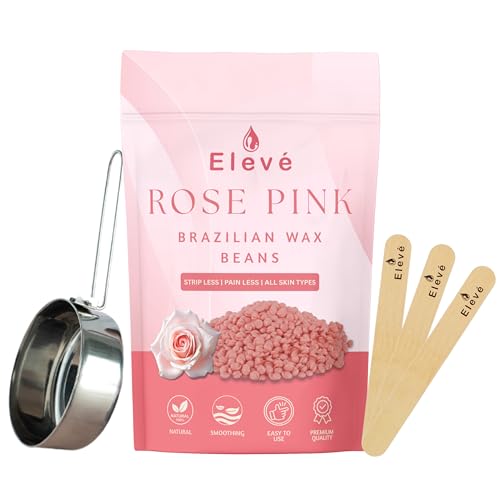 Eleve Brazilian Beans Wax, Face Wax/Katori Wax for Women | India’s 1st Liposoluble Stripless Wax | Pan with Handle & Spatula | Natural Ingredients | For Upper Lips, Chin, Cheeks & Hairline (100 Gm, Rose Pink)