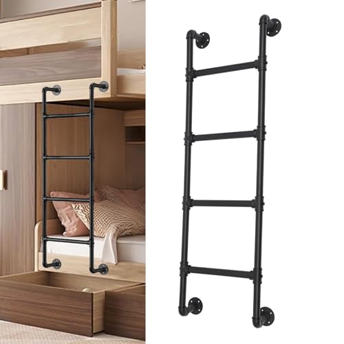 Escalera industrial de metal negro de 4 peldaños para acceso a la cama para interiores y exteriores, capacidad de 330 libras, ideal para ventanas de sótano de 47.2 pulgadas de altura