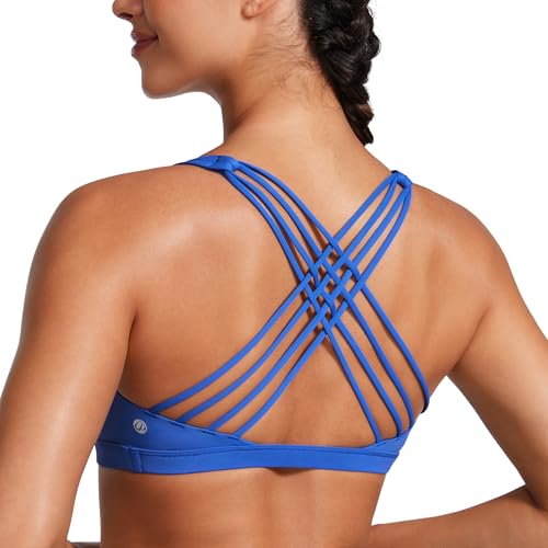 Image of CRZ YOGA Naked Feeling Strappy Sports Bras for Women - Criss Cross Back Wireless Padded Cami Yoga Workout Top