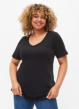 Active by Zizzi Dames Grote Maten Sports T-Shirt Korte Mouwen Fitness Top 42-44 Zwart