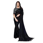 Yashika-Womens-Georegtte-With-Jari-Printed-Black-Color-Saree-With-Blouse-Piece