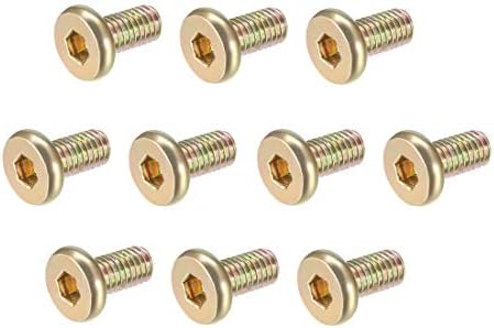 sourcing map M6x45mm Furniture Screw Hex Socket Machine Screws Zinc Plated Fasteners Bolts Full Thread Carbon Steel 10Pcs