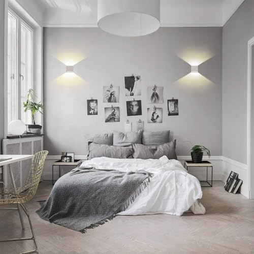 2 Pezzi 6W LED Applique Moderne in Alluminio su e giù per Lampada da Parete, Bianca Calda, Adatte per Soggiorno, Camera da letto, Scala e Sala da Pranzo, 3.9"×3.8"×2" - Illuminazione - Immagine 5