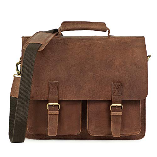 Jahn-Tasche - Sehr Robuste Aktentasche/Lehrertasche Größe L aus Büffel-Leder, Braun, Modell 420-n