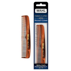 Wahl Beard, Mustache, & Hair Pocket Comb for Men’s Grooming – Handcrafted & Hand Cut with Cellulose Acetate – Smooth, Rounded Tapered Teeth – Model 3324