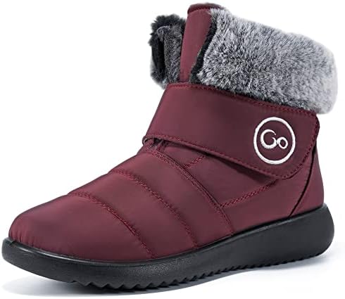 Reimferce Women Snow Boots Winter Shoes With Hook Loop Comfortable Fur Lined Boots for Women Waterproof Slip On Booties Warm Anti Slip Shoes